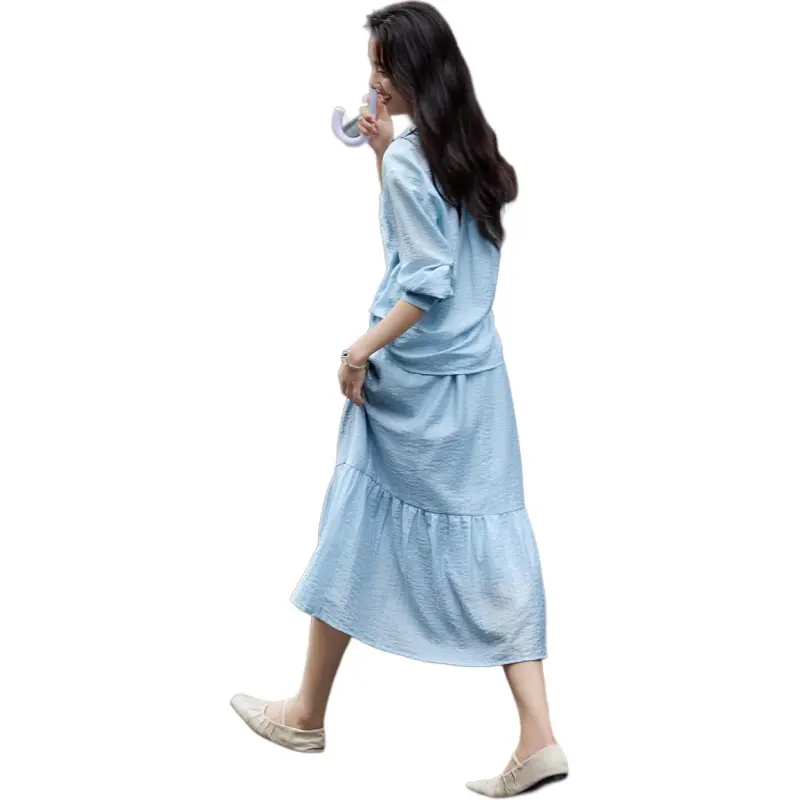 Mo Han Yi Mei Skirt Set Women's Blue-5