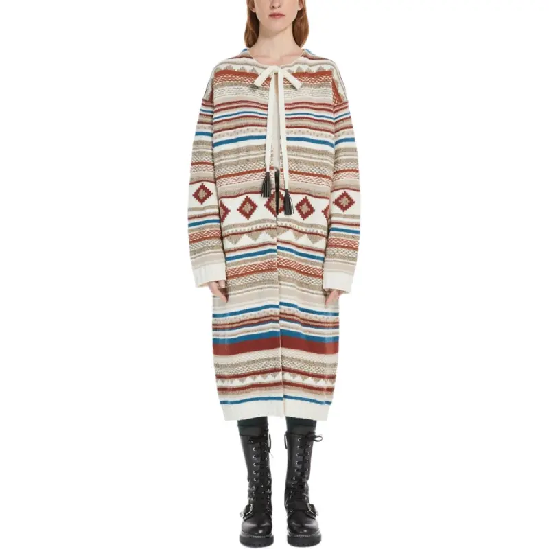 WEEKEND MaxMara Stripe Detailed Open Front Cardigan-1