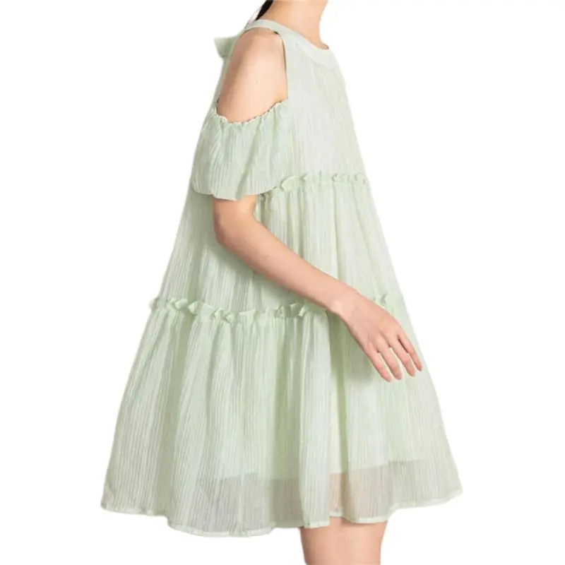 Mu Xiao Xin Short Sleeved Dress Women's Light Green-2