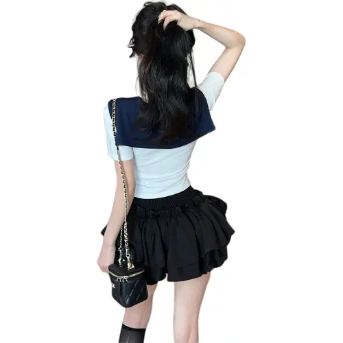 DGMZ Uniforms Women's White Top And Black Skirt Set