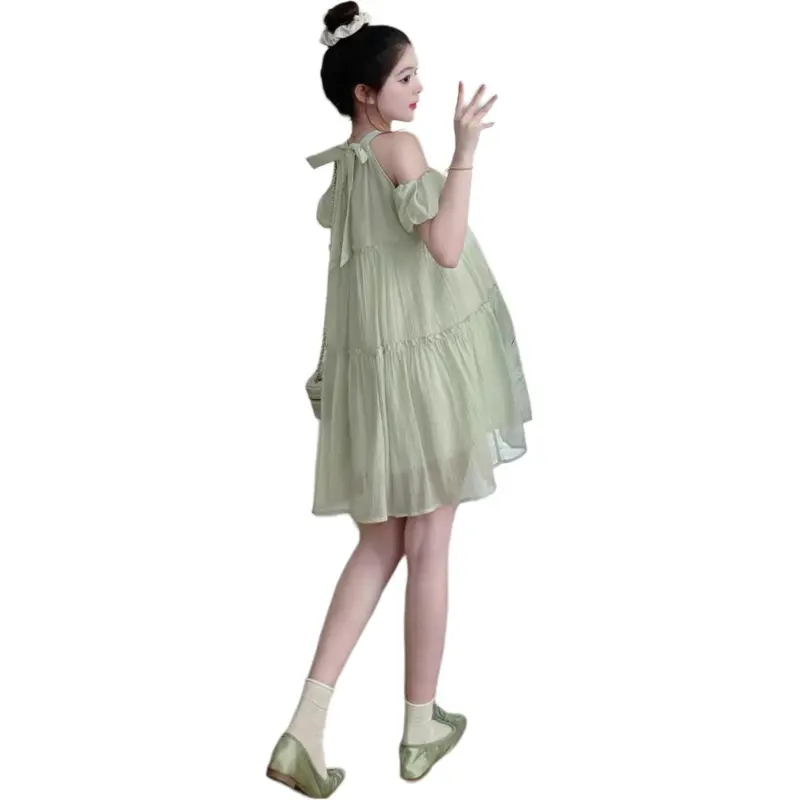 Mu Xiao Xin Short Sleeved Dress Women's Light Green-3