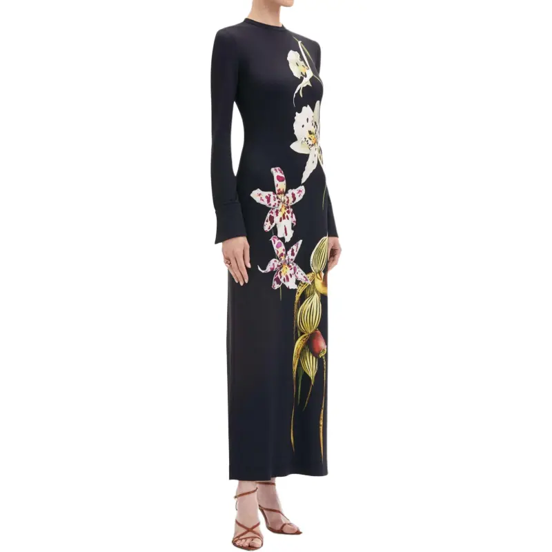 Oscar De La Renta Orchid Jersey Maxi Dress-3