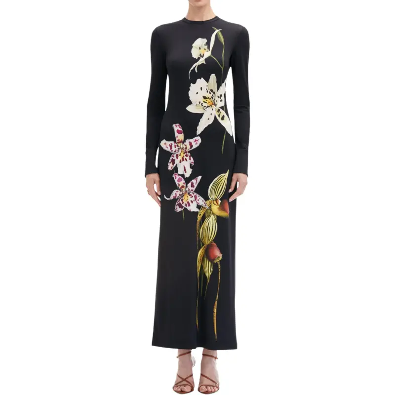Oscar De La Renta Orchid Jersey Maxi Dress-1