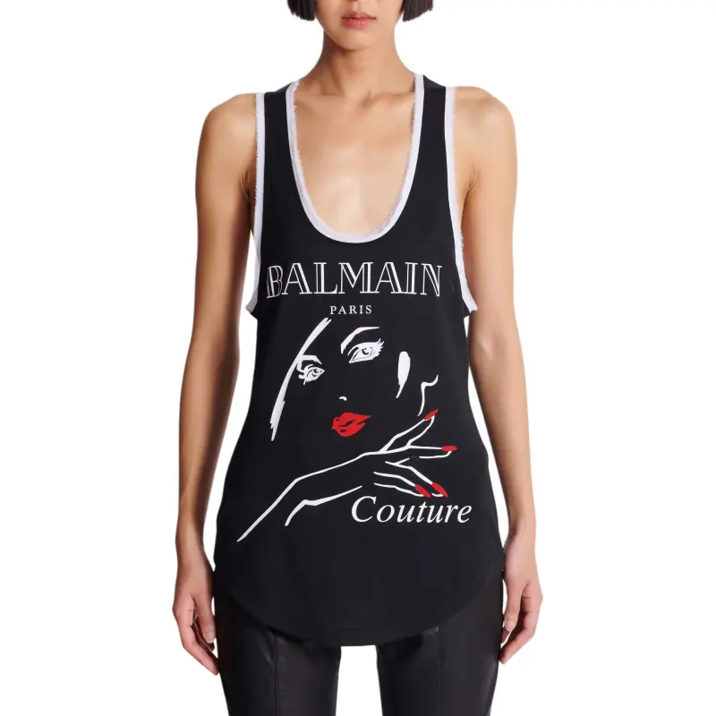 BALMAIN Graphic print Tank Topi-1