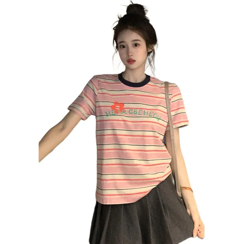 Dior Beauty T Shirts Women's Pink Stripes-1