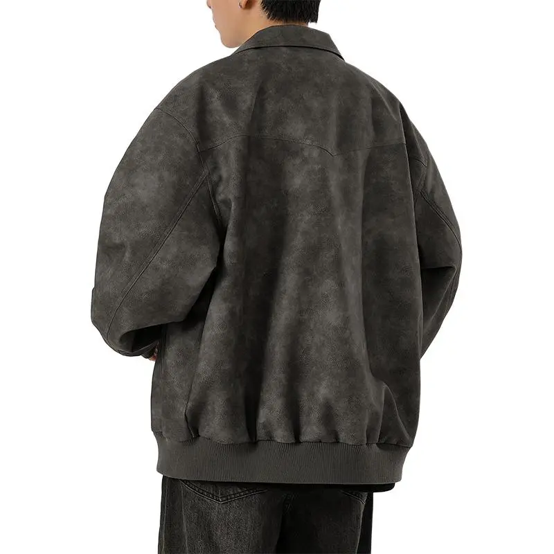 BaiYuan Trousers Leather Jacket Unisex Gray-1