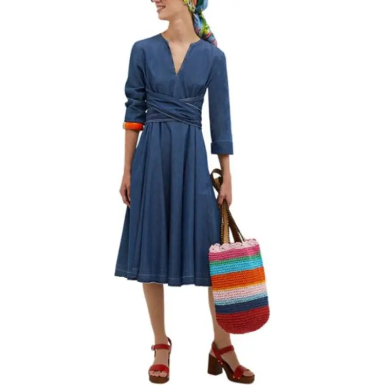 MAX&Co. SS23 Long Sleeved Dresses Women's Midnight Blue-1