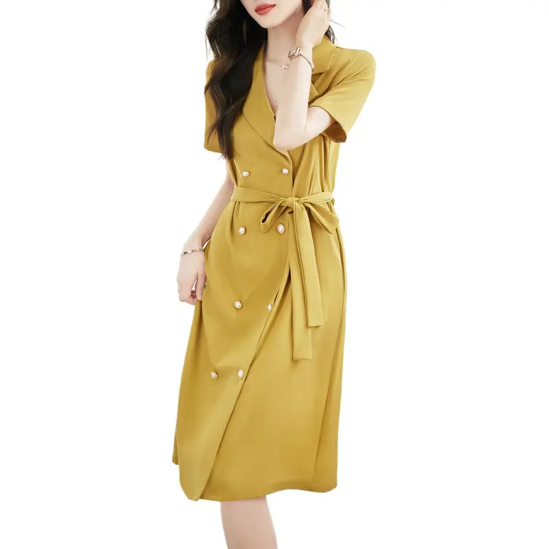 XWI Short Sleeved Dress Women's Yellow Green-4