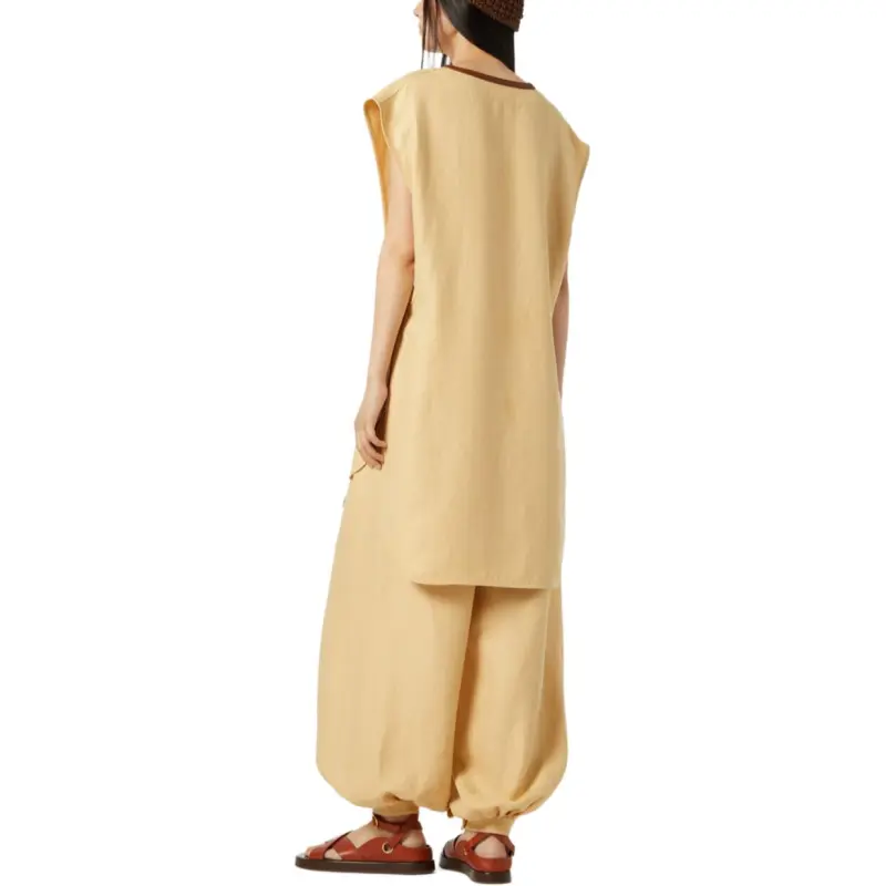 Loro Piana SS25 Sleeveless Dress Women's Golden Sand Beach-3