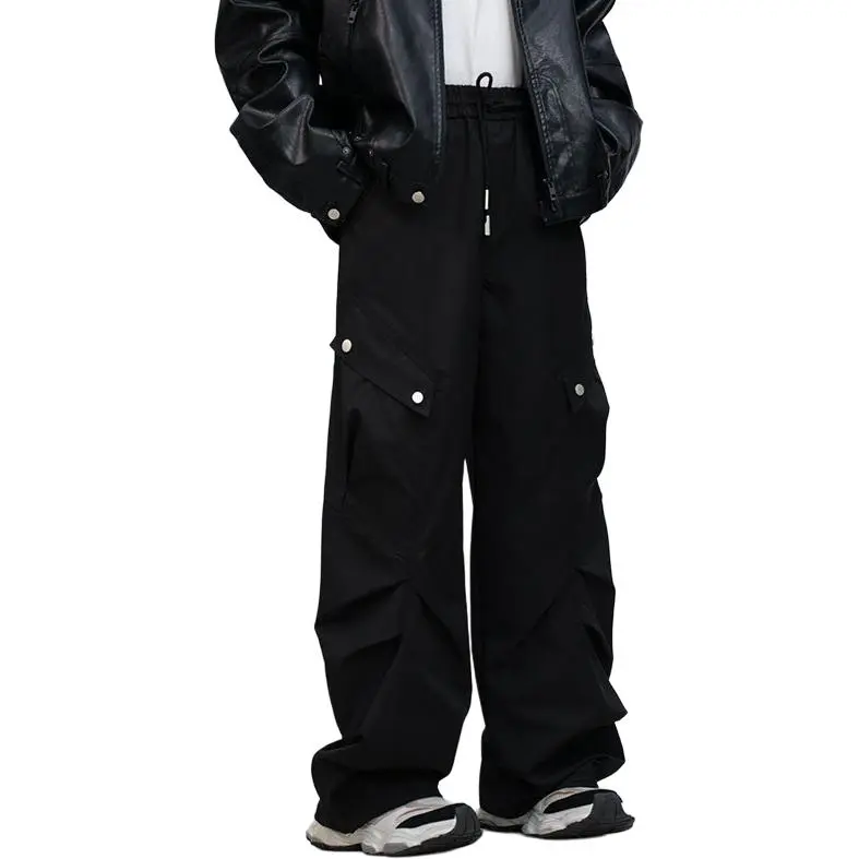 Black Late Casual Pants Unisex-4