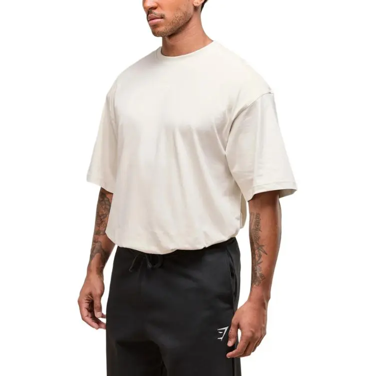 GYMSHARK Power T Shirt Men's Oat White-4