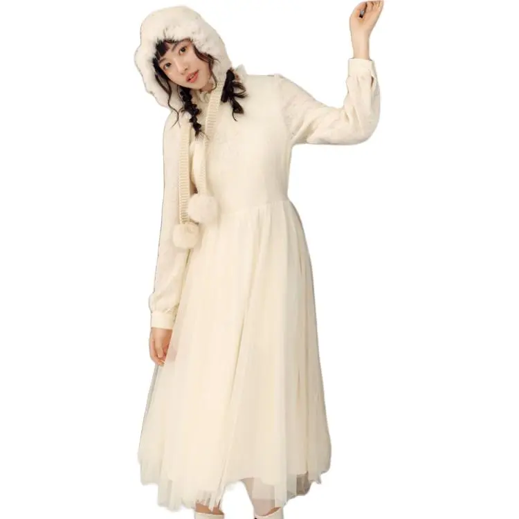 ZIHAN Long Sleeved Dress Women's Beige Gold-2