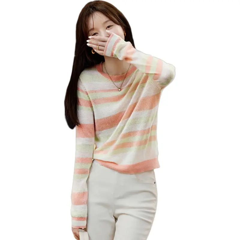 Mo Han Yi Mei Sweater Women's Multicolor Stripes-1