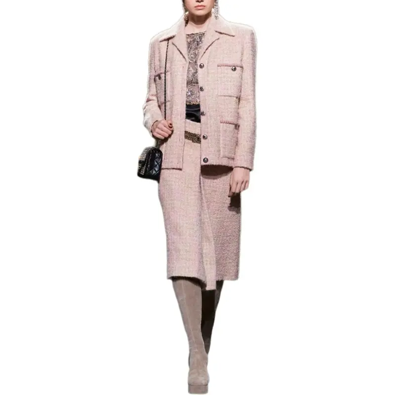CHANEL FW24 Business Suit Coat Women's Pink-2