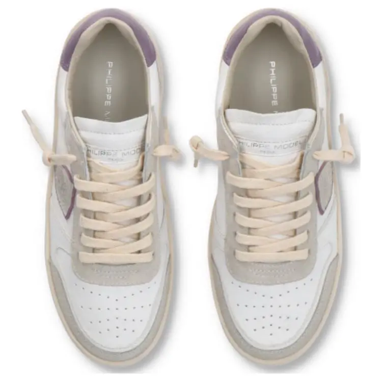 PHILIPPE MODEL Low Top Casual Shoes Women's White Purple-3