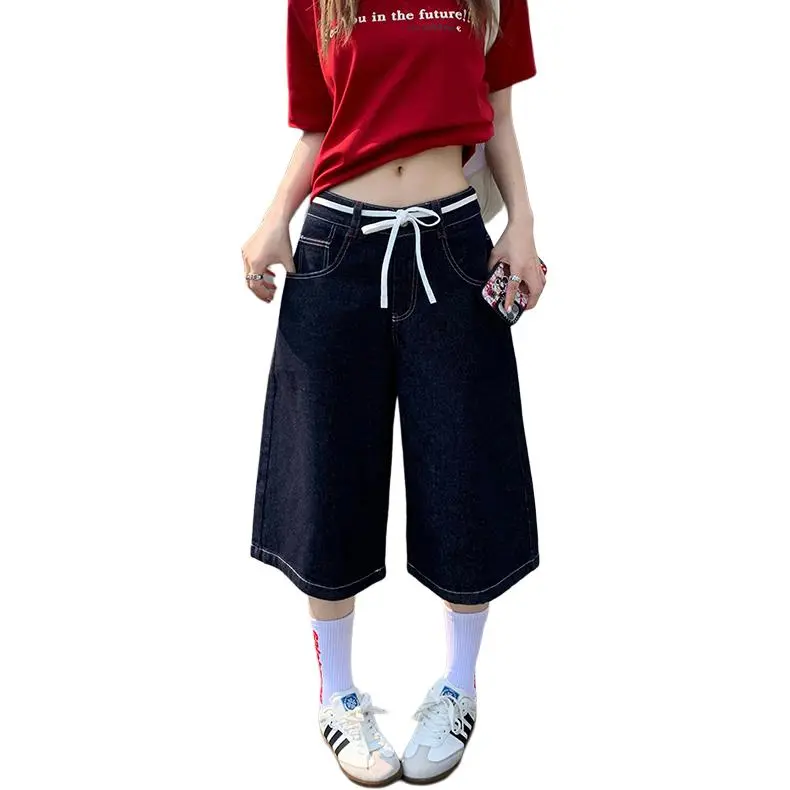 Kazakhstan Denim Shorts Women's Dark Blue-4