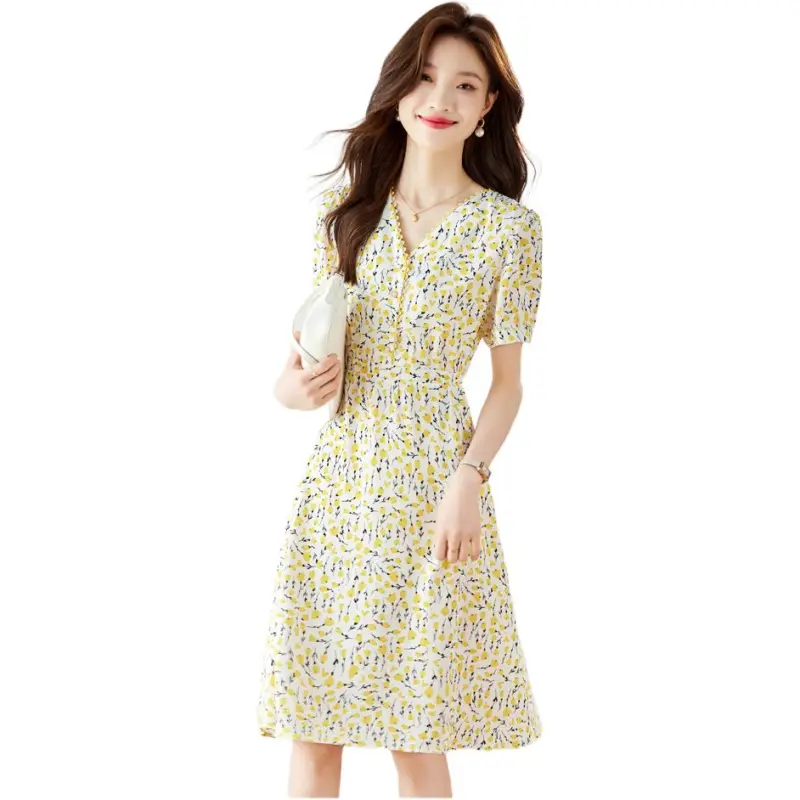 KAISER Short Sleeved Dress Women's Light Yellow-1