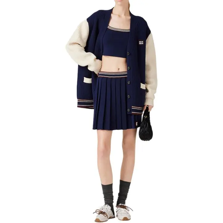 MIU MIU Wool Cashmere Skirt Navy-1