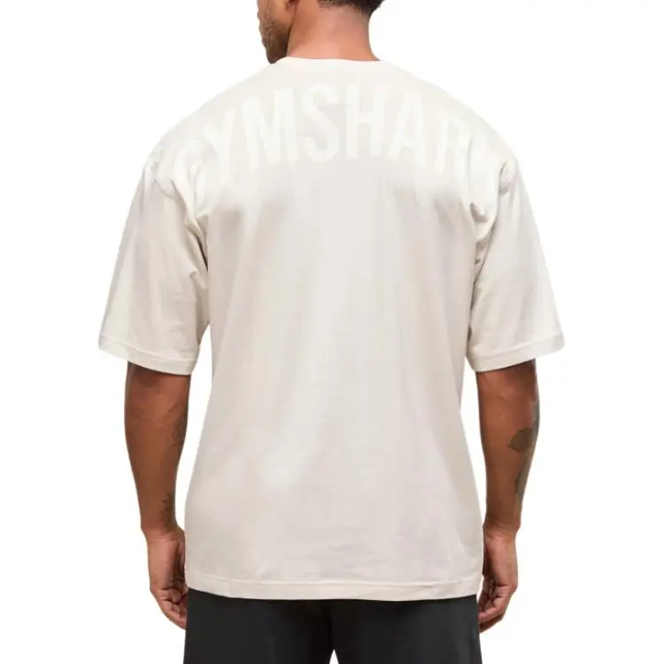 GYMSHARK Power T Shirt Men's Oat White-2