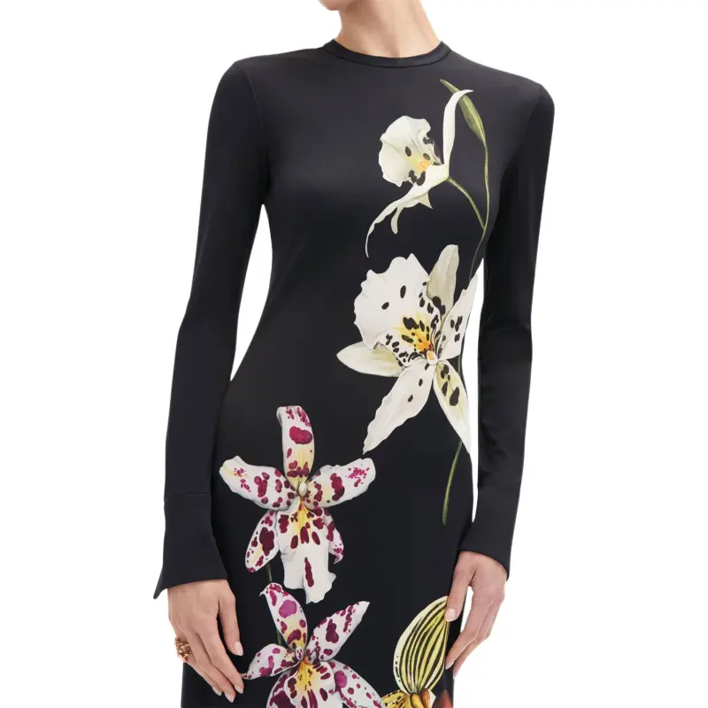 Oscar De La Renta Orchid Jersey Maxi Dress-4
