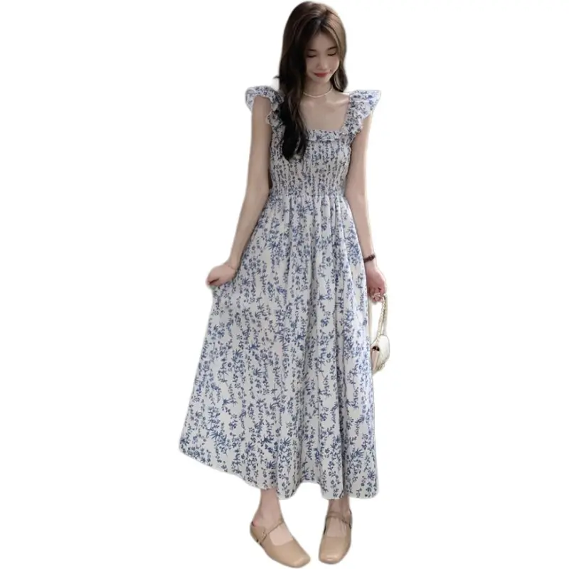 Flowers In Water Short Sleeved Dress Women's-3