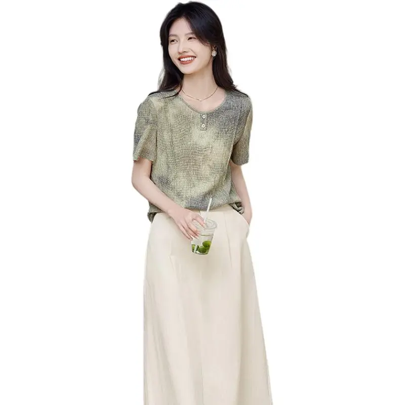 XWI Skirt Set Women's Gray Green & Ecru-1