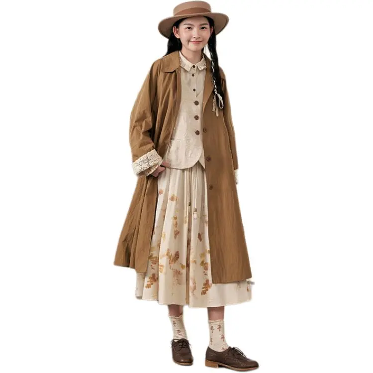 ZIHAN Trench Coat Women's Cinnamon-2
