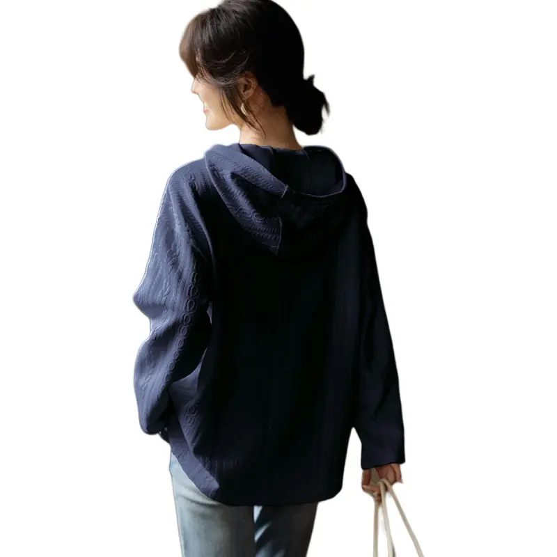 XWI Sweatshirt Women's Navy Blue Fleece Lined-3