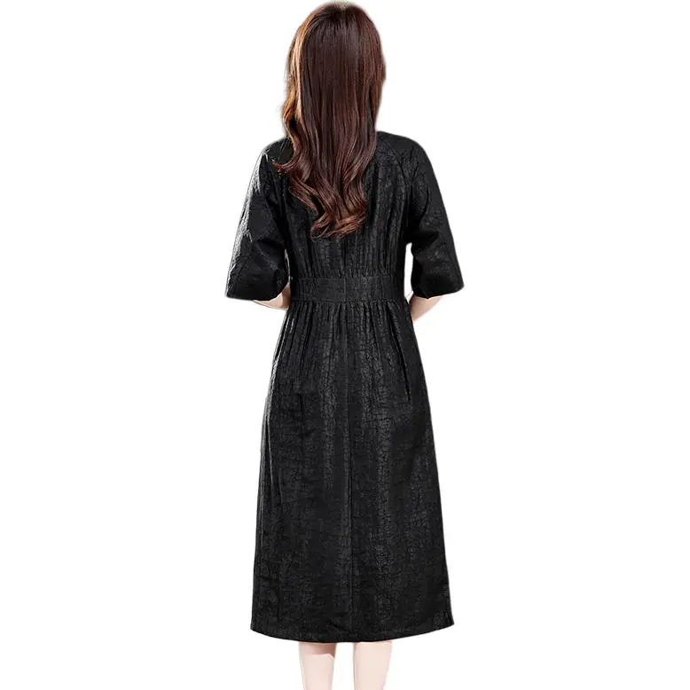 Yi Mengyuan Short Sleeved Dress Women's Black-0