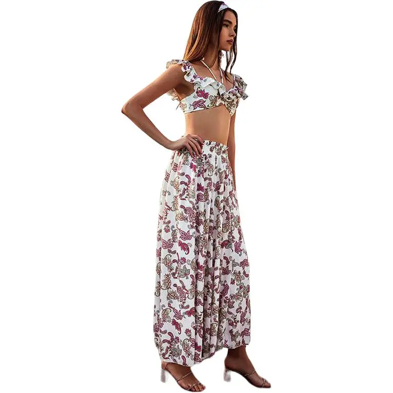 BALNEAIRE Casual Long Skirts Women's Floral Elegance Pink-2