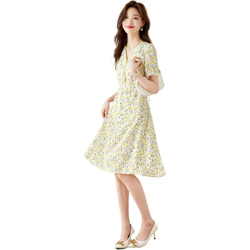 KAISER Short Sleeved Dress Women's Light Yellow-5