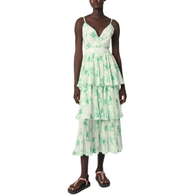Maje Patterned Ruffled Maxi Dres-1
