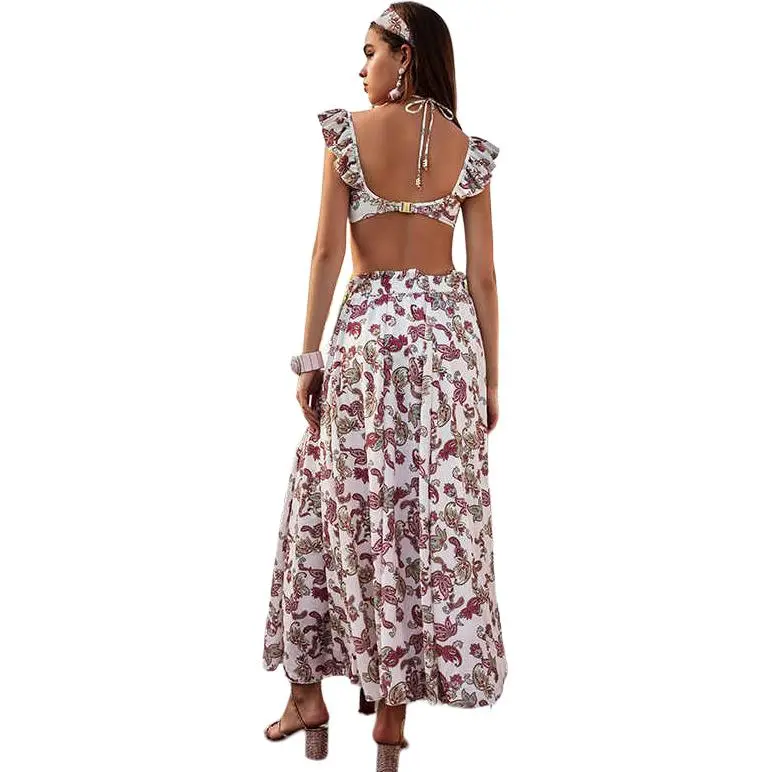 BALNEAIRE Casual Long Skirts Women's Floral Elegance Pink-3