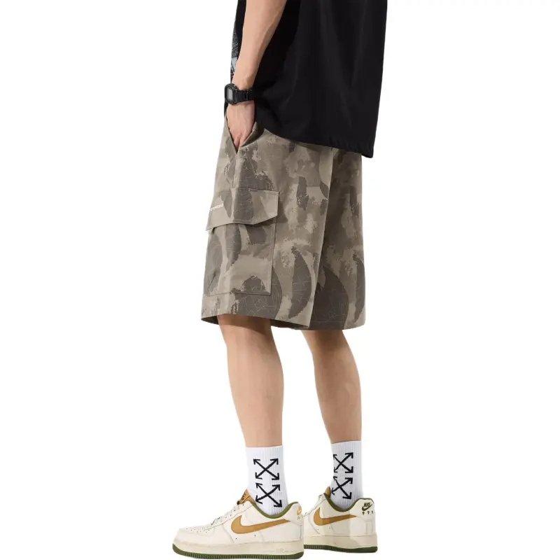 Menglaini Casual Shorts Unisex Dark Khaki-1