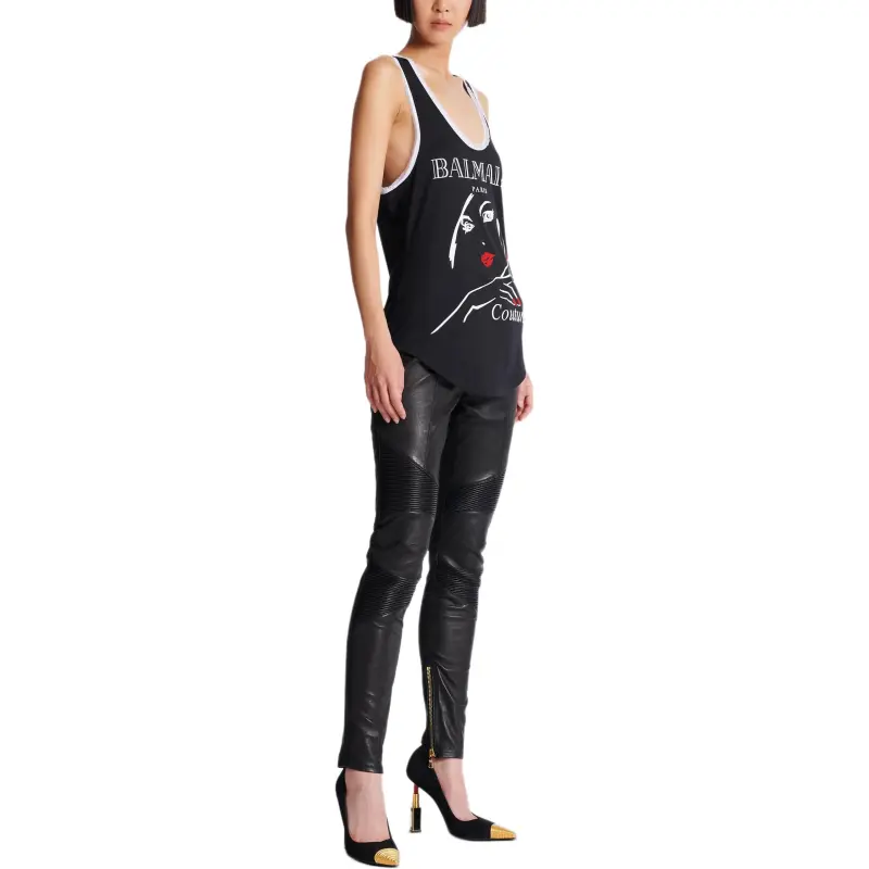 BALMAIN Graphic print Tank Topi-4