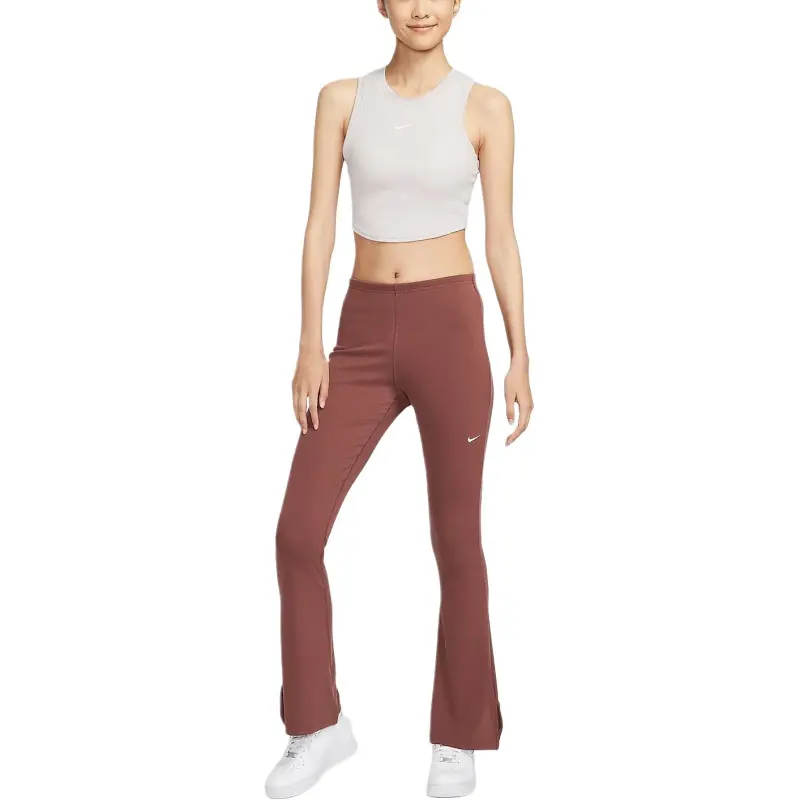 Nike Sportswear Chill Knit Sports Pants Women's Red Brown/Sail White-2
