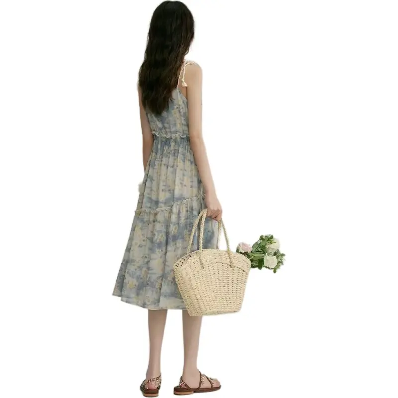 ABCMININ Slip Dresses Women's Blue-1