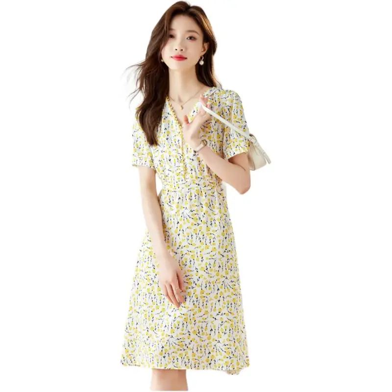 KAISER Short Sleeved Dress Women's Light Yellow-0