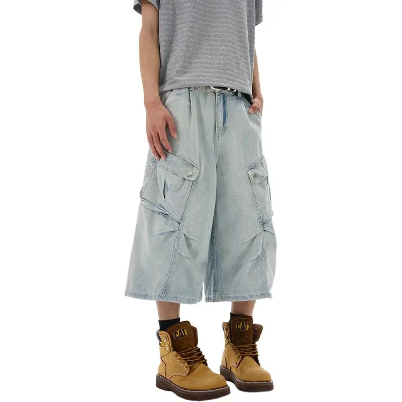 Weles Denim Shorts Unisex Light Blue-2