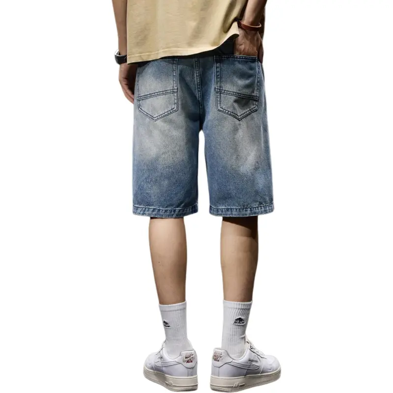 BUYDAUL Denim Shorts Men Blue-2
