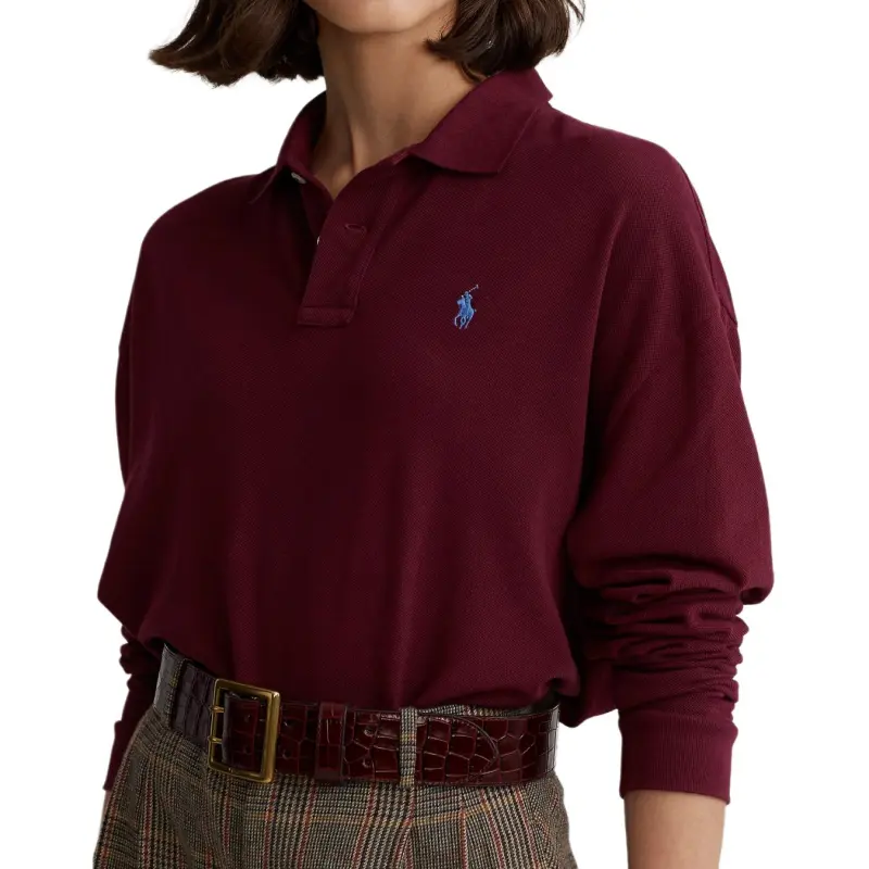 Polo Ralph Lauren SS24 Polo Shirt Women's Burgundy-3