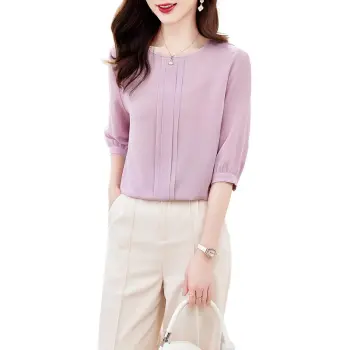 Yi Mengyuan Elbow Length Sleeved Silk Shirt Women's