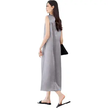 IHIMI Sleeveless Dress Women's Frost Bloom Purple Gray