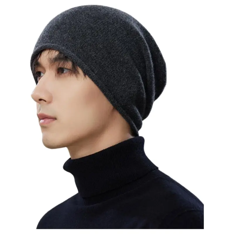 JIUMU Cashmere Beanie Pile Up Hat Beanie Men's-2