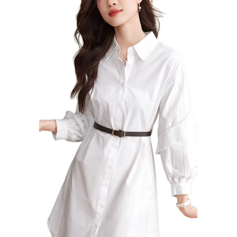 Mo Han Yi Mei Long Sleeved Dress Women's White-2