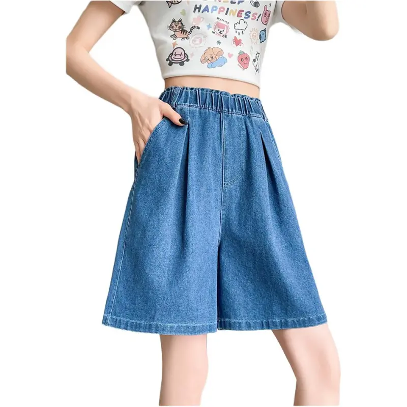 Flowers In Water Denim Shorts Women's-1