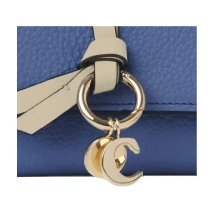 Chloe Cow Leather Wallet Trumpets Women's Blue-3