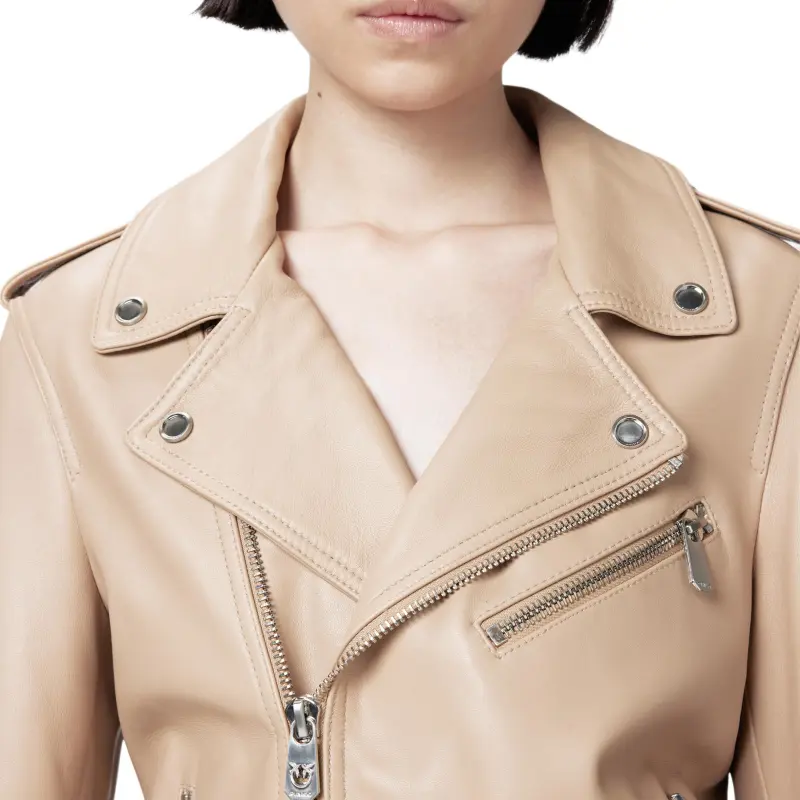 PINKO Zip Up Belted Biker Jacket-5