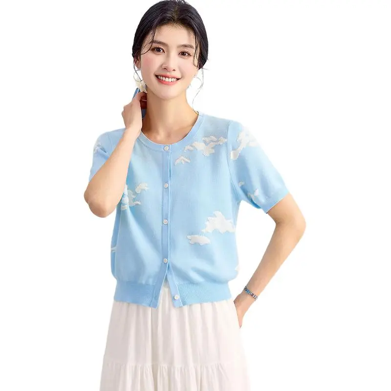 JINJU T Shirts Women's Light Purple Blue-2