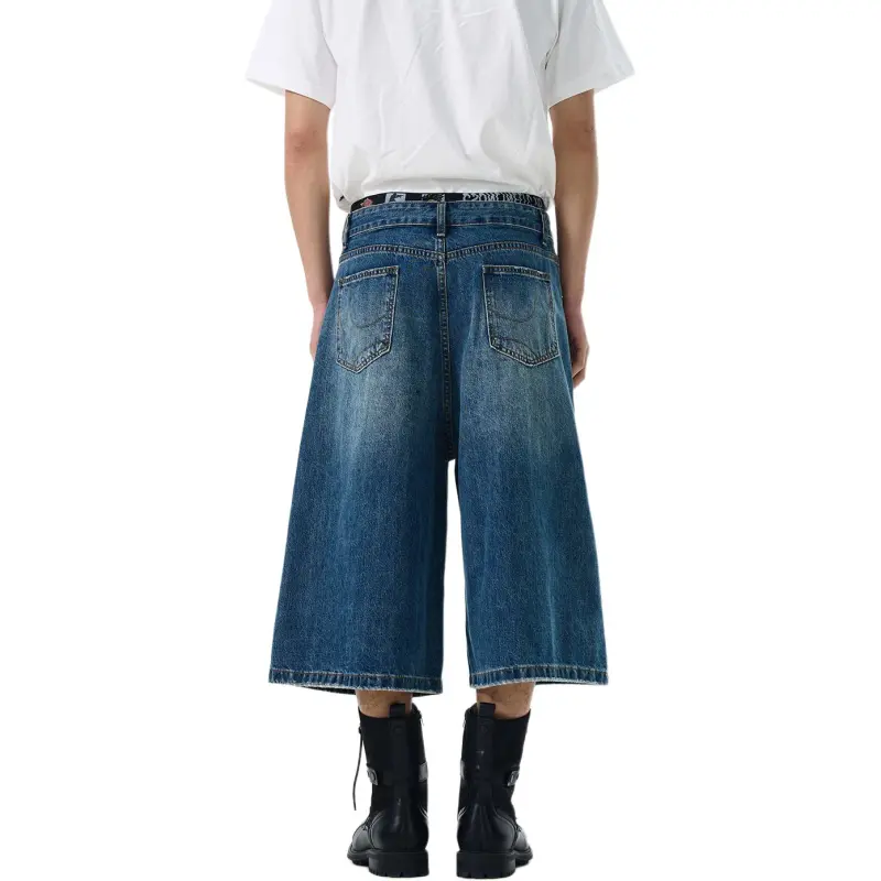 WLNEXT Cat Whisker Straight Fit Jeans With Loose Fit Design, Denim Style Shorts Unisex-1